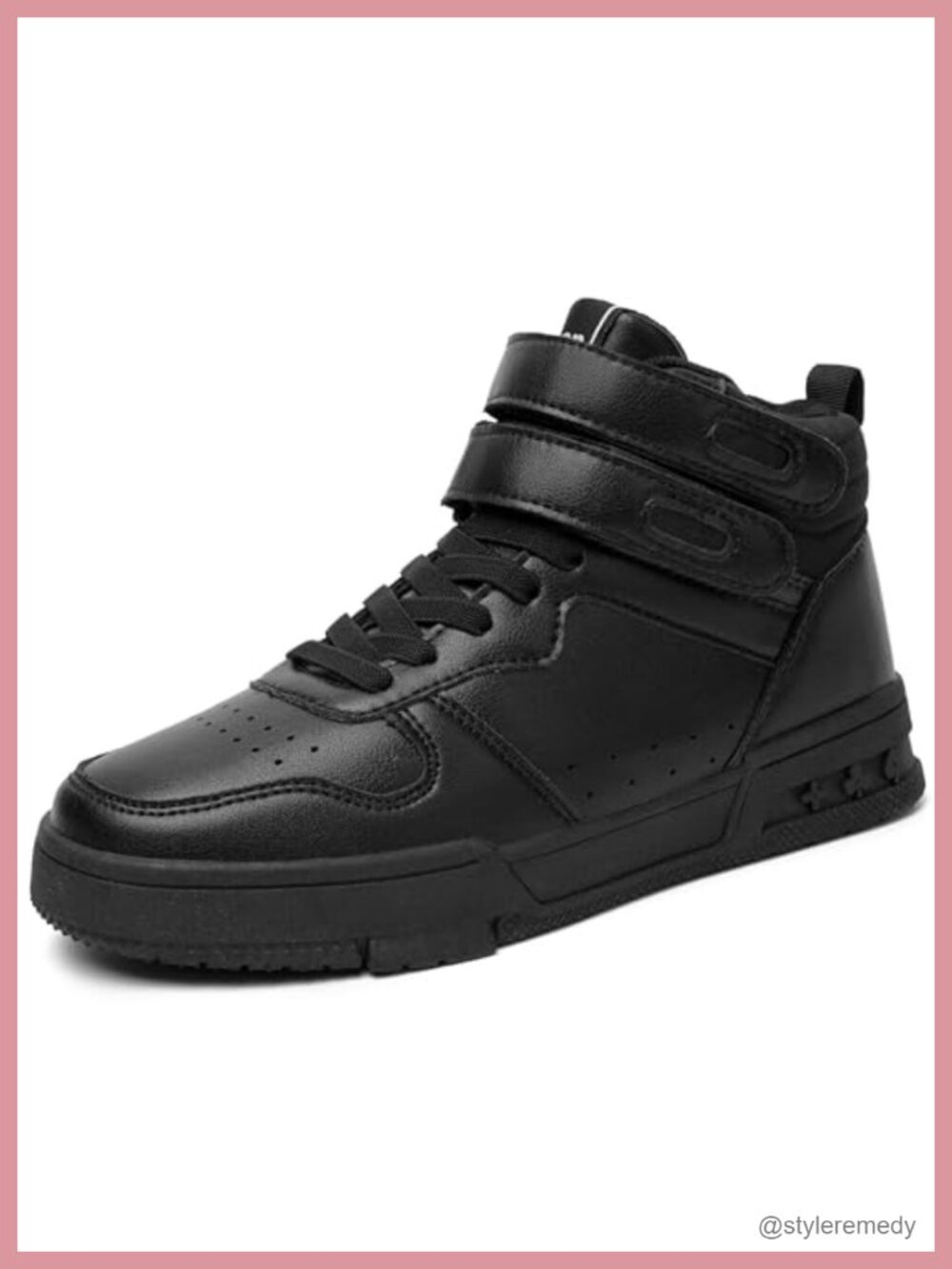 Faux Leather High Top Fashion Sneakers Platform Hook and Loop Casual